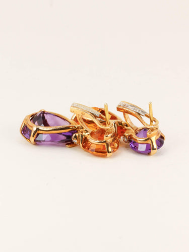 Boucles d'oreilles Chanel Vénitien - Boucles d'oreilles en or jaune, améthystes, citrines et diamants 58 Facettes 1265.4