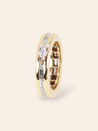 Bague 56 Rolex - Alliance en or jaune et diamants baguette 58 Facettes 1272