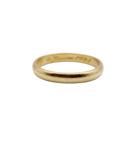 Bague 57.5 Alliance antique gravée en or 18k 58 Facettes A07290