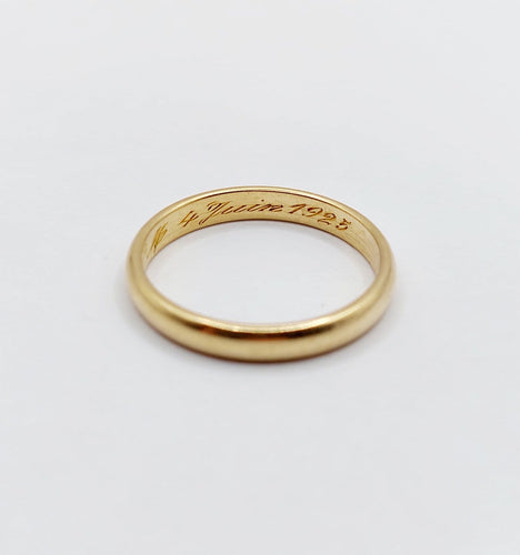 Bague 57.5 Alliance antique gravée en or 18k 58 Facettes A07290