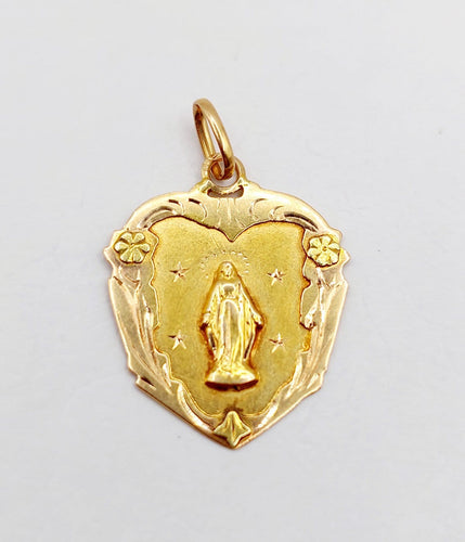 Pendentif Médaille religieuse Art nouveau Vierge Marie en or rose 18k 58 Facettes A07295