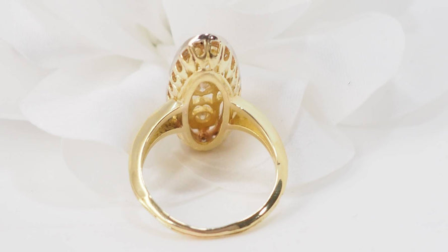 Bague 59.5 Bague marquise en or bicolore 18 kt et diamants 58 Facettes 33010