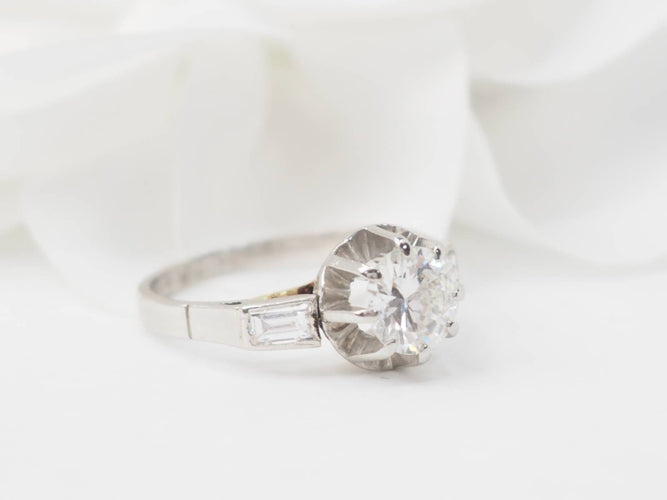 Bague Bague solitaire en platine et diamants 58 Facettes 32316