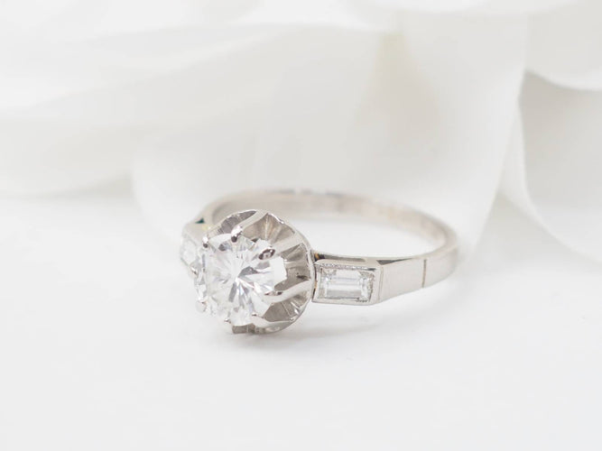 Bague Bague solitaire en platine et diamants 58 Facettes 32316