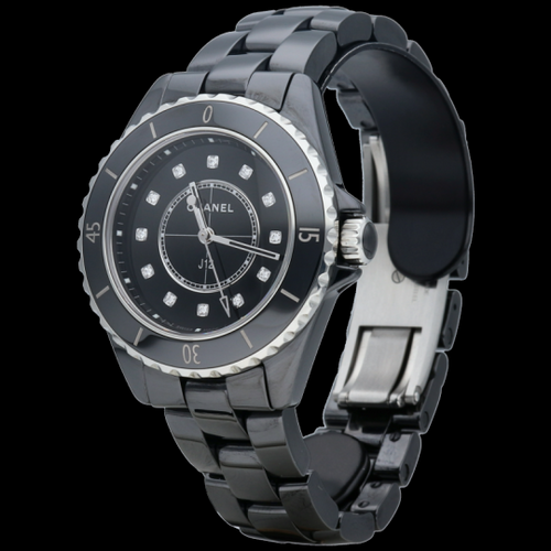 Montre Chanel J12 - Montre 33 mm en céramique et diamants 58 Facettes MT46966