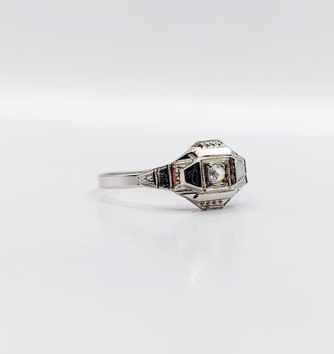 Bague 55 Bague Art déco en or blanc 18k et diamant taille rose 58 Facettes A07173