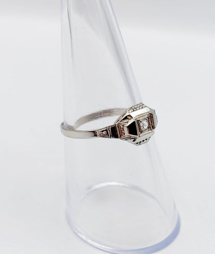 Bague 55 Bague Art déco en or blanc 18k et diamant taille rose 58 Facettes A07173