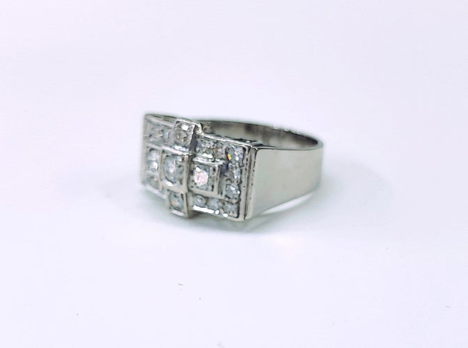 Bague 58 Bague Tank en platine et diamants 58 Facettes DV-TANK-PT