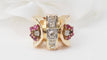 Bague Bague Tank en or jaune, rubis et diamants 58 Facettes 32887