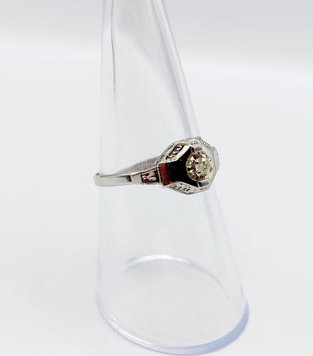 Bague 54 Bague Art déco en or blanc 18k et diamant 58 Facettes A07174