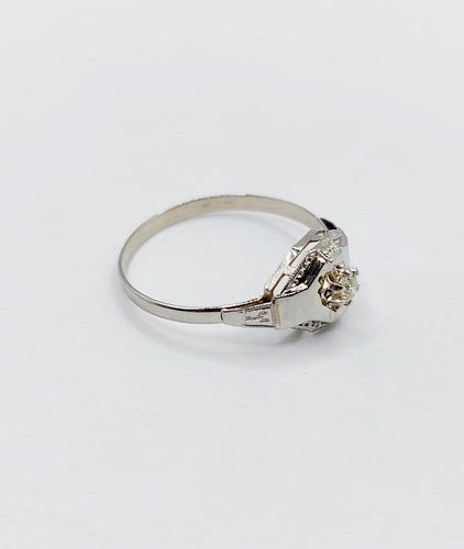 Bague 54 Bague Art déco en or blanc 18k et diamant 58 Facettes A07174