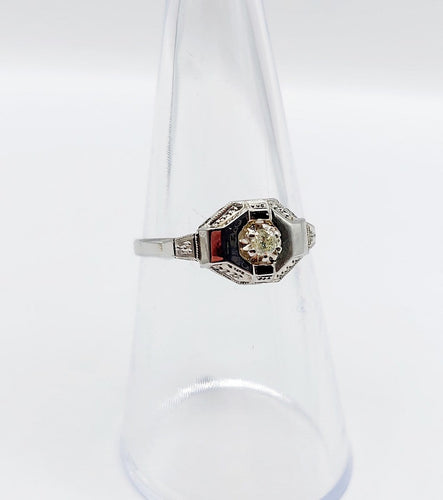 Bague 54 Bague Art déco en or blanc 18k et diamant 58 Facettes A07174