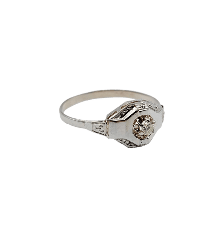 Bague 54 Bague Art déco en or blanc 18k et diamant 58 Facettes A07174