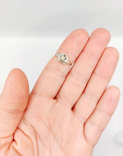 Bague 54 Bague Art déco en or blanc 18k et diamant 58 Facettes A07174