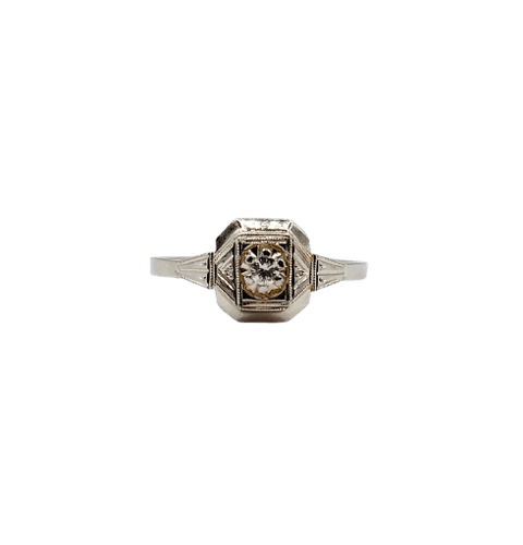 Bague 54 Bague Art déco en or blanc 18K et platine avec diamant 58 Facettes A07175