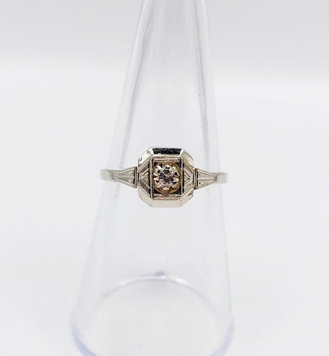 Bague 54 Bague Art déco en or blanc 18K et platine avec diamant 58 Facettes A07175