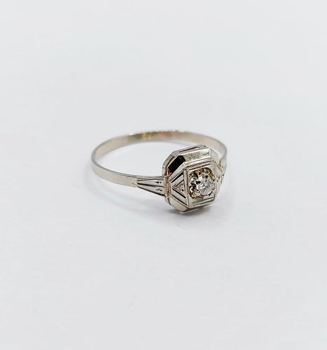 Bague 54 Bague Art déco en or blanc 18K et platine avec diamant 58 Facettes A07175