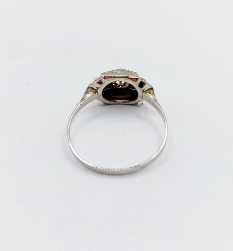 Bague 54 Art déco - Bague géométrique en or blanc 18k, platine et diamant 58 Facettes A07176