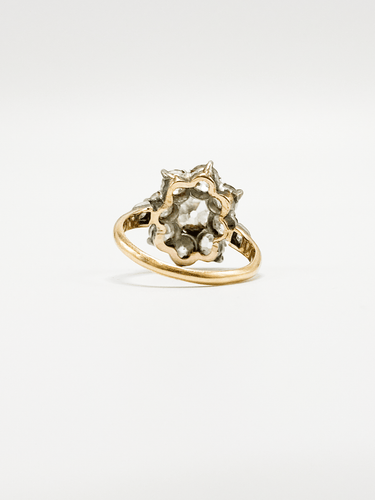 Bague 53 Bague marguerite vintage en or jaune 18K et argent, diamants 58 Facettes SKU/260182