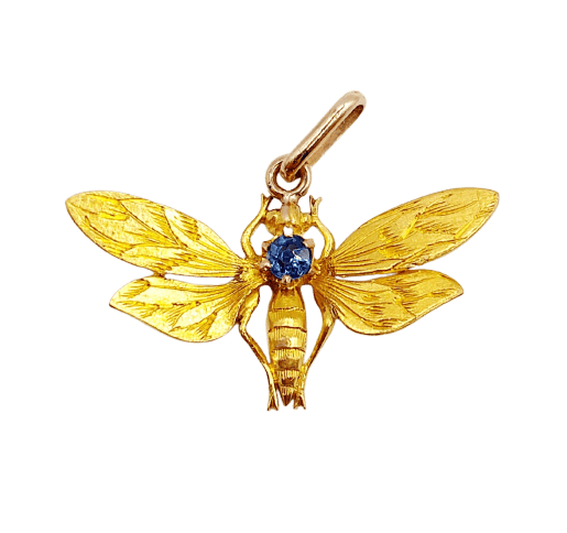Pendentif Pendentif papillon Art nouveau en or 18K et topaze bleue 58 Facettes A07223