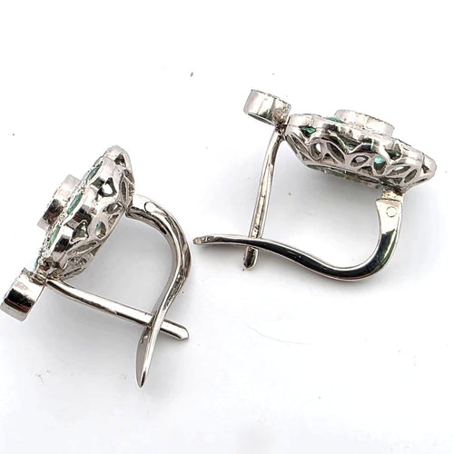Boucles d'oreilles Boucles d'oreilles en platine avec émeraudes et diamants 58 Facettes 103/26 C