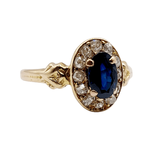 Bague 52 Bague marguerite en or 18k, saphir et diamants taille rose 58 Facettes A07233