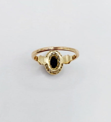 Bague 52 Bague marguerite en or 18k, saphir et diamants taille rose 58 Facettes A07233