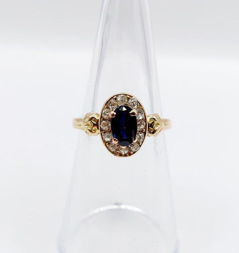 Bague 52 Bague marguerite en or 18k, saphir et diamants taille rose 58 Facettes A07233