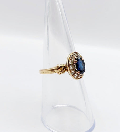 Bague 52 Bague marguerite en or 18k, saphir et diamants taille rose 58 Facettes A07233