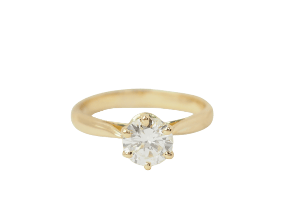 Bague 52.5 Bague solitaire en or jaune et diamant 0,97 ct 58 Facettes 33118