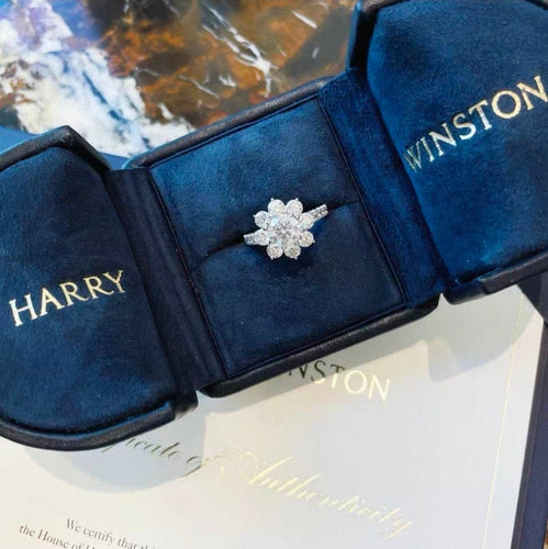 Bague 49 Harry Winston Sunflower - Bague en platine et diamants 58 Facettes jnci59