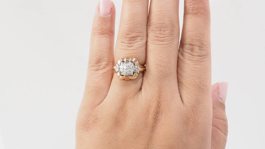 Bague 54 Tank - Bague en or jaune, or blanc et diamants 58 Facettes 32894