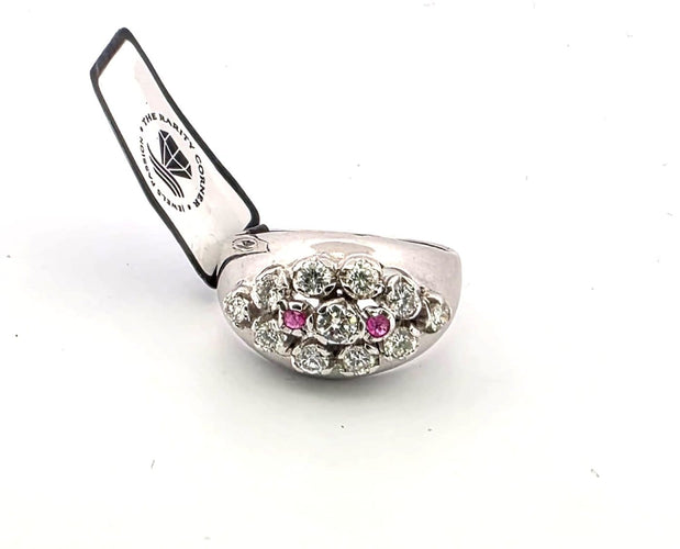 Bague 57 Bague en or blanc 18 ct avec diamants et rubis 58 Facettes 133/26 A 52 26