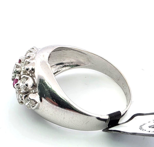 Bague 57 Bague en or blanc 18 ct avec diamants et rubis 58 Facettes 133/26 A 52 26