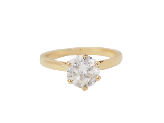 Bague 54 Bague solitaire en or jaune 18 kt et diamant 1,59 ct 58 Facettes 32058