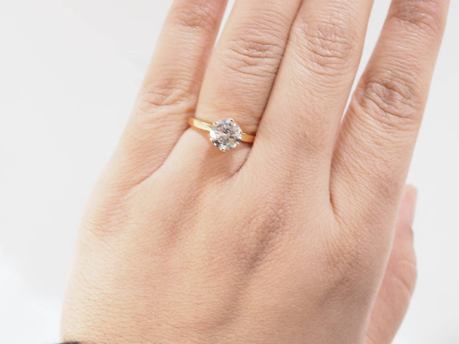 Bague 54 Bague solitaire en or jaune 18 kt et diamant 1,59 ct 58 Facettes 32058