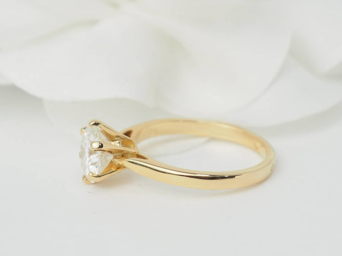 Bague 54 Bague solitaire en or jaune 18 kt et diamant 1,59 ct 58 Facettes 32058