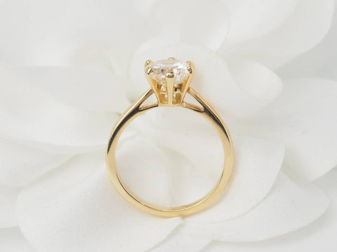 Bague 54 Bague solitaire en or jaune 18 kt et diamant 1,59 ct 58 Facettes 32058
