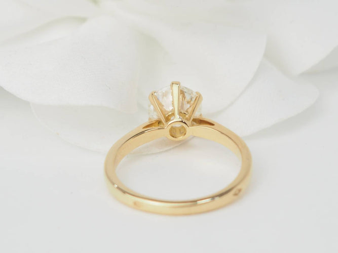 Bague 54 Bague solitaire en or jaune 18 kt et diamant 1,59 ct 58 Facettes 32058