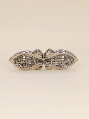 Boucles d'oreilles Broche double clip en or blanc et diamants 58 Facettes 1242.4