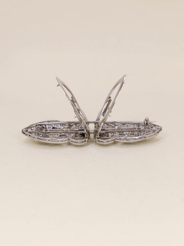 Boucles d'oreilles Broche double clip en or blanc et diamants 58 Facettes 1242.4