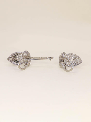 Boucles d'oreilles Broche double clip en or blanc et diamants 58 Facettes 1242.4