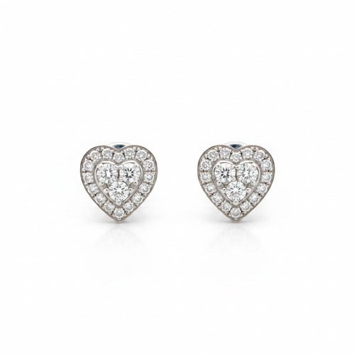 Boucles d'oreilles Boucles d'oreilles cœur vintage en or blanc 18 ct et diamants 58 Facettes EA-1003