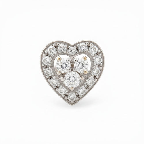 Boucles d'oreilles Boucles d'oreilles cœur vintage en or blanc 18 ct et diamants 58 Facettes EA-1003