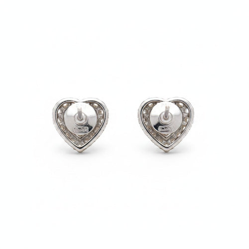 Boucles d'oreilles Boucles d'oreilles cœur vintage en or blanc 18 ct et diamants 58 Facettes EA-1003