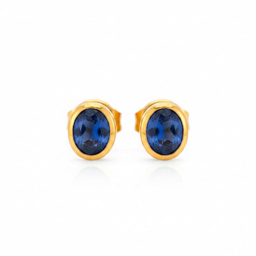 Boucles d'oreilles Boucles d'oreilles puces vintage en or jaune 18k et saphirs 58 Facettes EA-1002