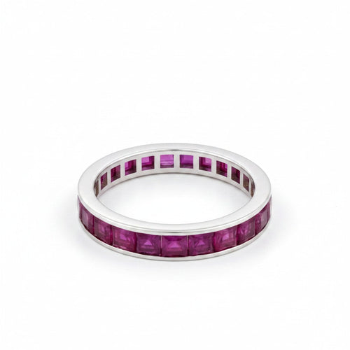Bague 52 Bague eternity en or blanc 18k et rubis 58 Facettes RI-1004