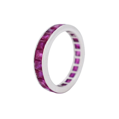Bague 52 Bague eternity en or blanc 18k et rubis 58 Facettes RI-1004
