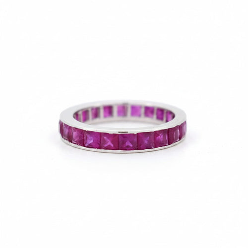Bague 52 Bague eternity en or blanc 18k et rubis 58 Facettes RI-1004