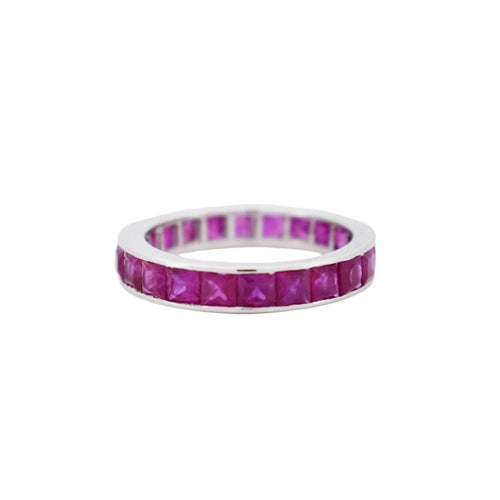 Bague 52 Bague eternity en or blanc 18k et rubis 58 Facettes RI-1004